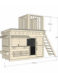 Timber cubby house with a single fort top in midi rectangle size