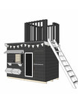 Painted pine cubby house with single fort top and ladder in midi rectangle size