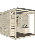 Pine timber verandah front potting shed with accessories