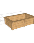 Dimensioned Timber Raised Garden bed or Sandpit Kit CAD Image - 1450mm x 2350mm - 615mm high in oiled finish