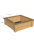 Dimensioned Timber Raised Garden bed or Sandpit Kit CAD Image - 1450mm x 1450mm - 425mm high in oiled finish
