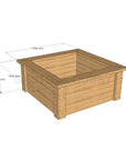 Dimensioned Timber Raised Garden bed or Sandpit Kit CAD Image - 1450mm x 1450mm - 615mm high in oiled finish