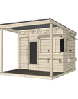 Raw wooden extended height cubby house with front porch for residential and family homes large rectangle size with accessories