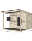 Raw pine extended height cubby house with front verandah for residential backyards large rectangle size with dimensions