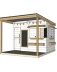 Painted wooden extended height cubby house with front porch for residential and family homes large rectangle size with accessories