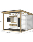 Painted pine extended height cubby house with front verandah for residential backyards large rectangle size with dimensions
