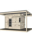 Raw wooden extended height cubby house with wraparound porch for residential and family homes large rectangle size with accessories