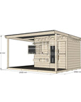 Raw pine extended height cubby house with wraparound verandah for residential backyards large rectangle size with dimensions
