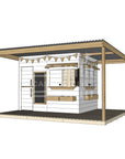 Painted wooden extended height cubby house with wraparound porch for residential and family homes large rectangle size with accessories
