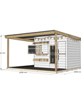 Painted pine extended height cubby house with wraparound verandah for residential backyards large rectangle size with dimensions
