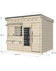 Flat roof extended height raw pine timber cubby house domestic large rectangle size with accessories