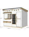 Flat roof extended height painted pine timber cubby house domestic large rectangle size with accessories