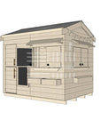 Pitched roof raw pine timber extended height cubby house residential and family homes large rectangle accessories