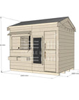 Pitched roof raw wooden extended height cubby house residential and family homes rectangle dimensions