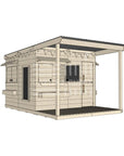 Pine timber extended height cubby house with front verandah and deck for family gardens large square size with accessories