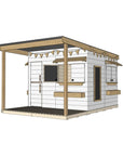 Painted wooden extended height cubby house with front porch for residential and family homes large square size with accessories