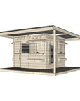 Raw wooden extended height cubby house with wraparound porch for residential and family homes large square size with accessories