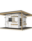 Painted wooden extended height cubby house with wraparound porch for residential and family homes large square size with accessories