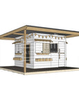 Painted timber extended height cubby house with wraparound verandah and deck for family gardens large square size with accessories