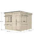 Flat roof extended height raw pine timber cubby house domestic large square size with accessories