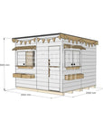 Flat roof extended height painted pine timber cubby house domestic large square size with accessories