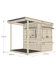 Raw pine extended height house with front verandah for residential backyards little rectangle size with dimensions