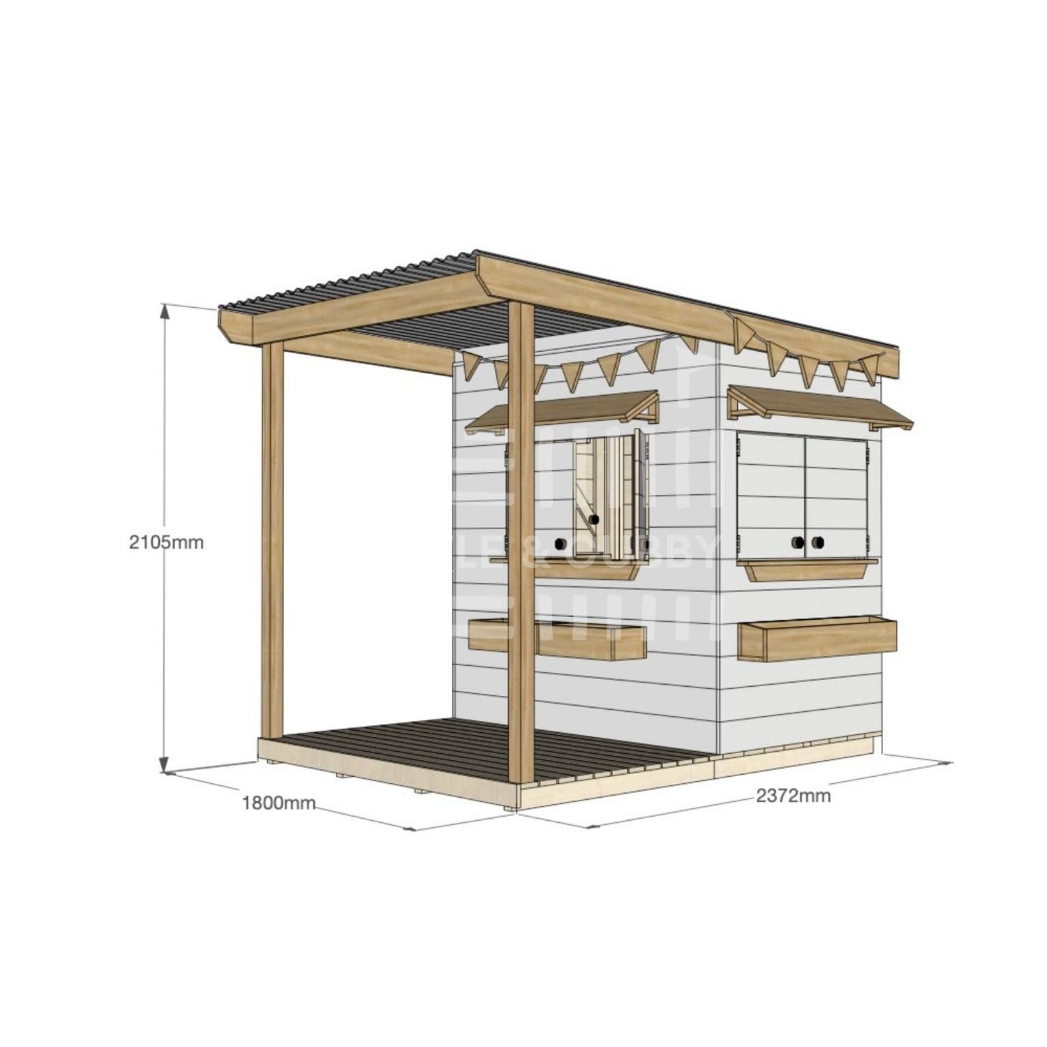 Painted pine extended height house with front verandah for residential backyards little rectangle size with dimensions