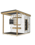 Painted timber extended height house with front verandah and deck for family gardens little rectangle size with accessories