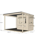 Raw pine extended height house with wraparound verandah for residential backyards little rectangle size with dimensions