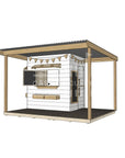 Painted timber extended height house with wraparound verandah and deck for family gardens little rectangle size with accessories