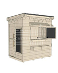 Flat roof raw extended height wooden cubby house family backyard little rectangle size with accessories