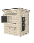 Flat roof extended height raw pine timber cubby house domestic little rectangle size with accessories