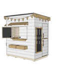 Flat roof extended height painted pine timber cubby house domestic little rectangle size with accessories