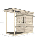 Raw pine extended height house with front verandah for residential backyards little square size with dimensions