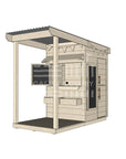 Pine timber extended height house with front verandah and deck for family gardens little square size with accessories
