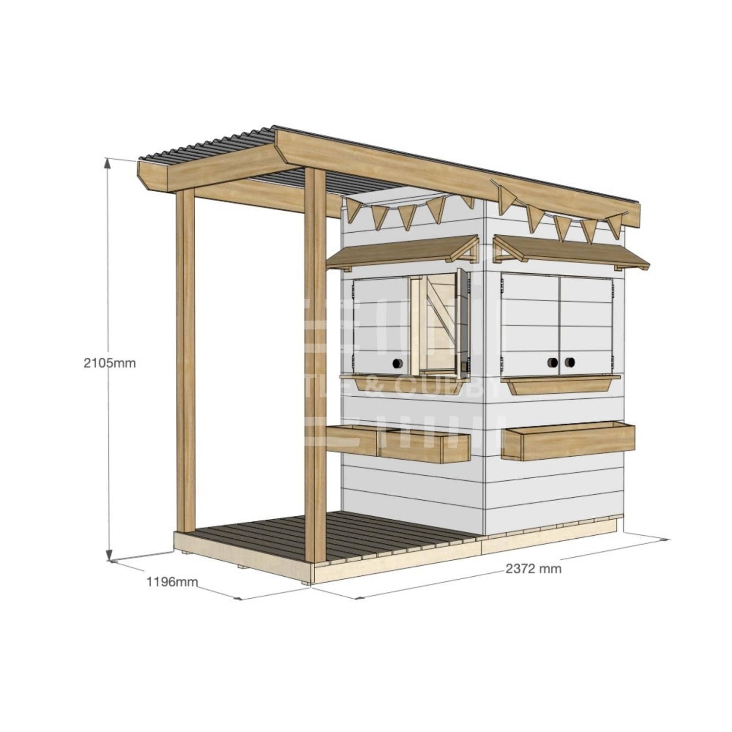 Painted pine extended height house with front verandah for residential backyards little square size with dimensions