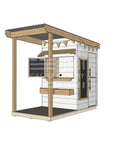 Painted timber extended height house with front verandah and deck for family gardens little square size with accessories