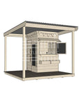 Raw wooden extended height house with wraparound porch for residential and family homes little square size with accessories