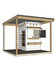 Painted wooden extended height house with wraparound porch for residential and family homes little square size with accessories