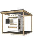 Painted timber extended height house with wraparound verandah and deck for family gardens little square size with accessories