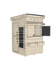Flat roof raw extended height wooden cubby house family backyard little square size with accessories