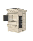 Flat roof extended height raw pine timber cubby house domestic little square size with accessories