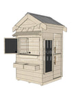 Pitched roof extra height raw wooden cubby house residential and family homes little square accessories