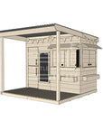 Raw wooden extended height cubby house with front porch for residential and family homes midi rectangle size with accessories