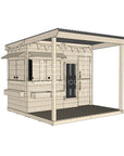 Pine timber extended height cubby house with front verandah and deck for family gardens midi rectangle size with accessories