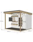 Painted pine extended height cubby house with front verandah for residential backyards midi rectangle size with dimensions