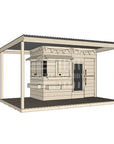 Pine timber extended height cubby house with wraparound verandah and deck for family gardens midi rectangle size with accessories