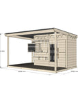 Raw pine extended height cubby house with wraparound verandah for residential backyards midi rectangle size with dimensions