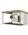 Painted pine extended height cubby house with wraparound verandah for residential backyards midi rectangle size with dimensions
