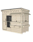 Flat roof raw extended height wooden cubby house family backyard midi rectangle size with accessories